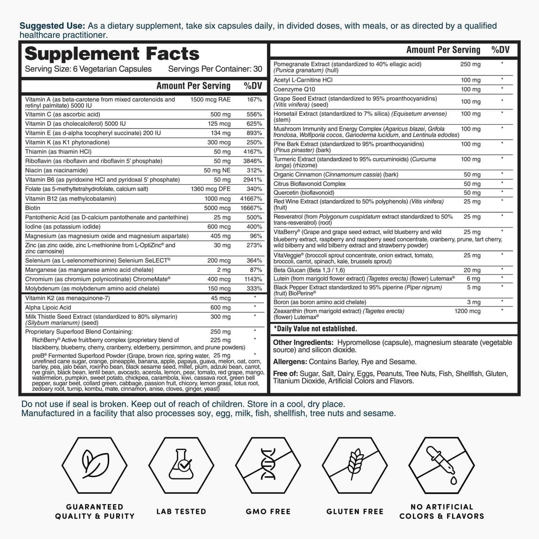 Nature's Lab Six Daily Advanced Multivitamínico - Más de 90 nut...