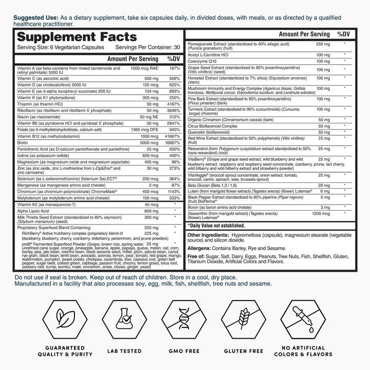 Nature's Lab Six Daily Advanced Multivitamínico - Más de 90 nut...