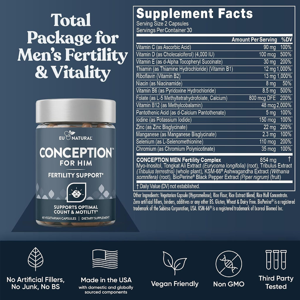 Conception for Her & Him Fertility Supplement Bundle, Paquete de 120 unidades para parejas
