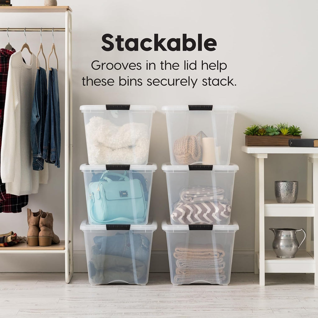 IRIS USA, Inc. IRIS USA TB-56D STACK & PULT Storage Box, 53 qt, claro, 6 cuenta