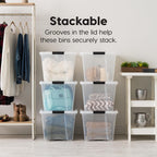 IRIS USA, Inc. IRIS USA TB-56D STACK & PULT Storage Box, 53 qt, claro, 6 cuenta