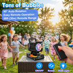 Máquina de burbujas recargable con control remoto, luces RGB y rotación automática
