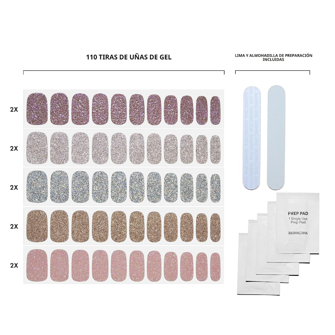 Dashing Diva - Kit de tiras de uñas de gel brillantes 5 en 1 - Lo m...