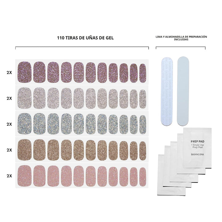 Dashing Diva - Kit de tiras de uñas de gel brillantes 5 en 1 - Lo m...