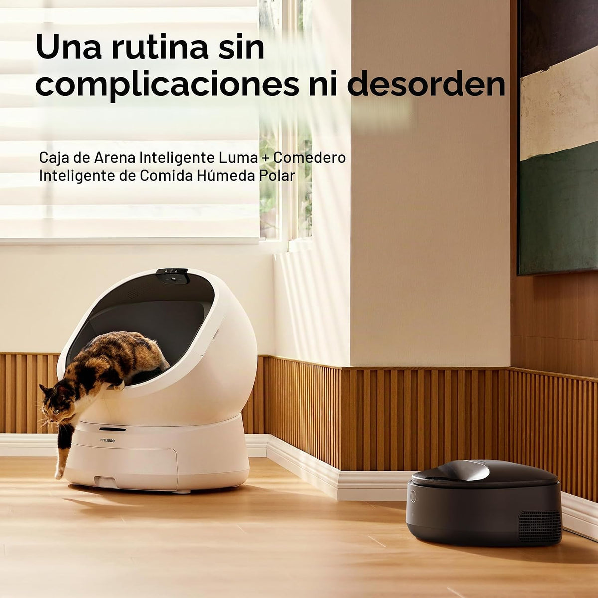 PETLIBRO Caja de arena automática y comedero para gatos para alimentos húmedos y caja de arena autolimpiante con análisis de residuos de IA y reconocimiento de varios gatos