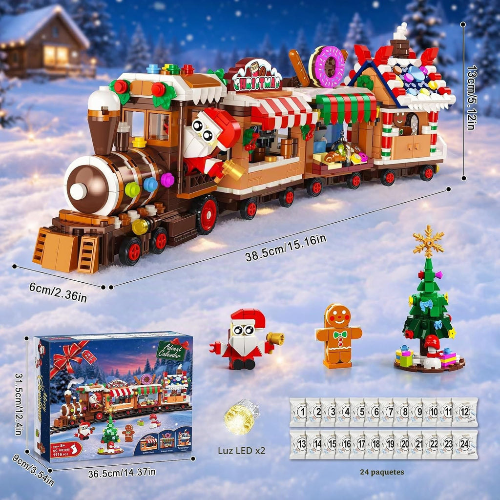 HOGOKIDS Calendario de Adviento 2026 Juguete de construcción de tren de pan