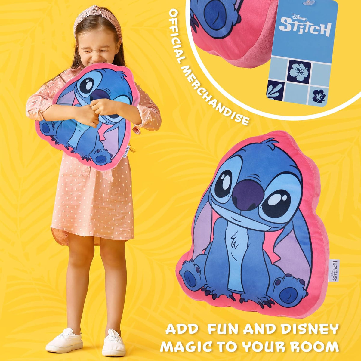 Cojines 3D de Peluche Disney Stitch para Cama y Viaje, Almohada Acurrucable de Personaje, Accesorios de Dormitorio, Decoración de Habitación, Regalos para Niños (Stitch Azul/Rosado)