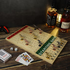 HOROW Juego de mesa de carreras de caballos de metal, juego de mesa Finish Line, edición de lujo, tablero de carreras de madera maciza, 11 lotes de caballos modelo de metal, 2 juegos de dados y 2 cajas de cartas..