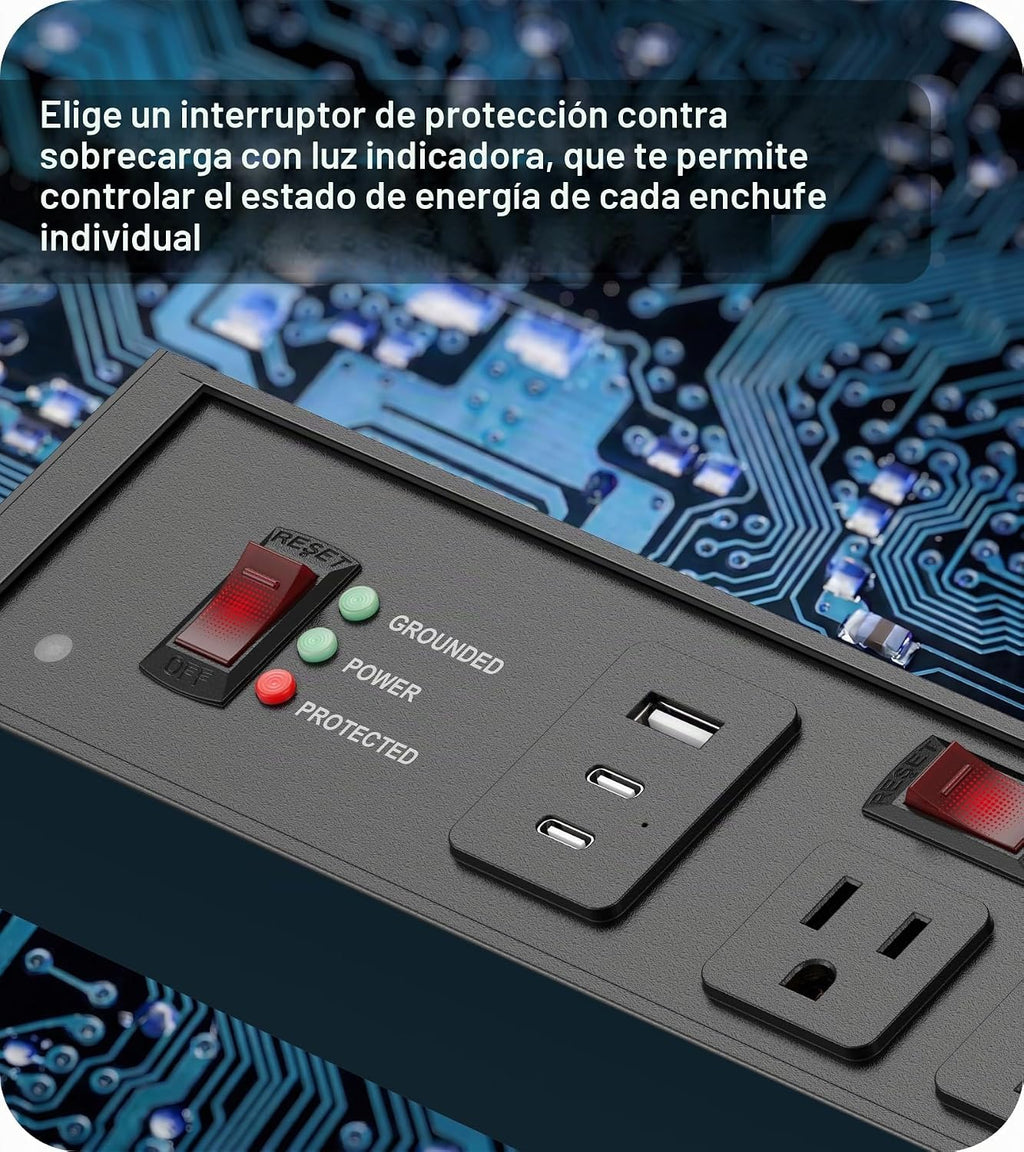 CCCEI Protector de sobretensiones resistente, calibre 12, puertos USB