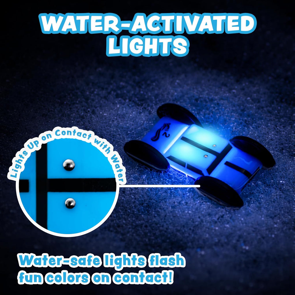 Tub Works® Splash Wheels™ Bathtime Raceway Car Ramp Toddler Bath Toy | Race Car Track con 2 Water-Activated Light-Up Racers | Light Up Bath Toys Flash & Change Colors | Engaging Bathtub Toys para Kids