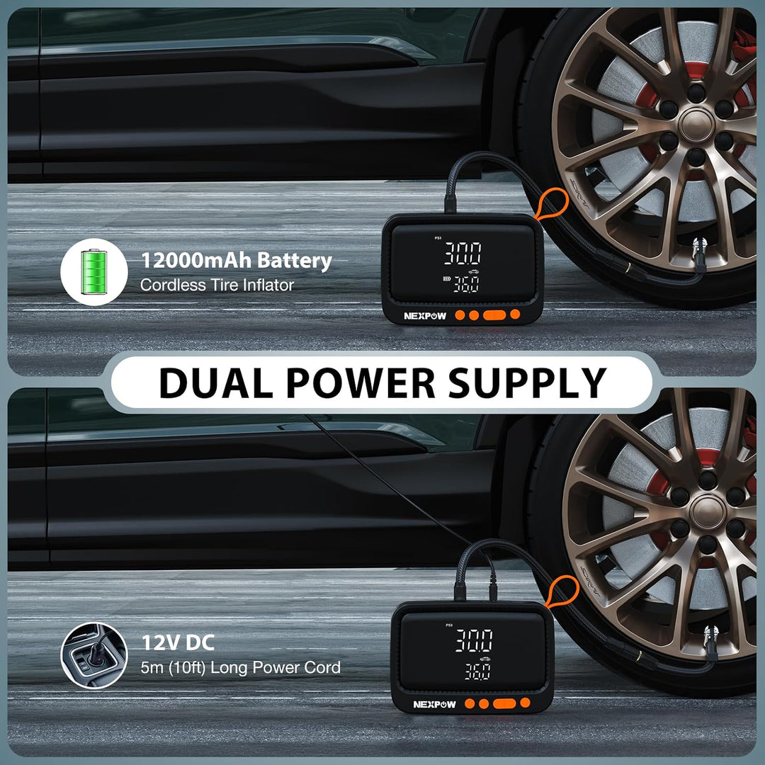 NEXPOW Inflador de neumáticos, compresor de aire portátil, bomba de...