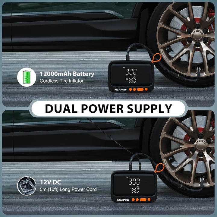 NEXPOW Inflador de neumáticos, compresor de aire portátil, bomba de...