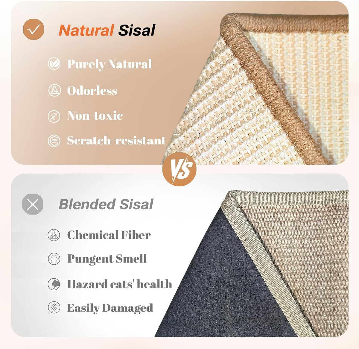Rampa de Acariciador de Gato de Sisal con Forma de L en L - Poste de Rasguño Ajustable