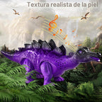 Paquete de 3 juguetes electrónicos de dinosaurio caminante para niños de 3 a 5 años, juguetes de dinosaurios en movimiento con luces, sonidos rugientes, T-Rex, braquiosaurio y estegosaurio