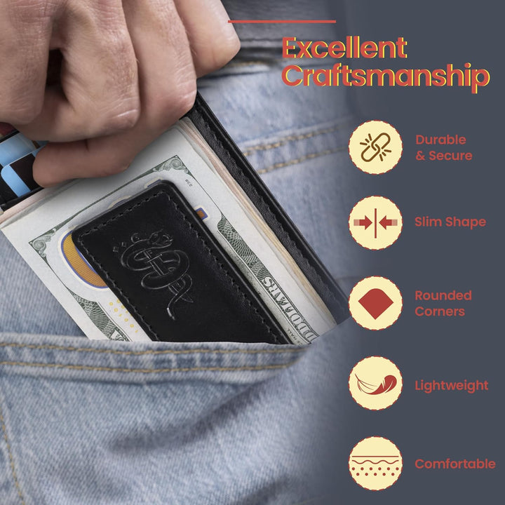 BULL GUARD Cartera magnética para hombre con clip para dinero, hech...