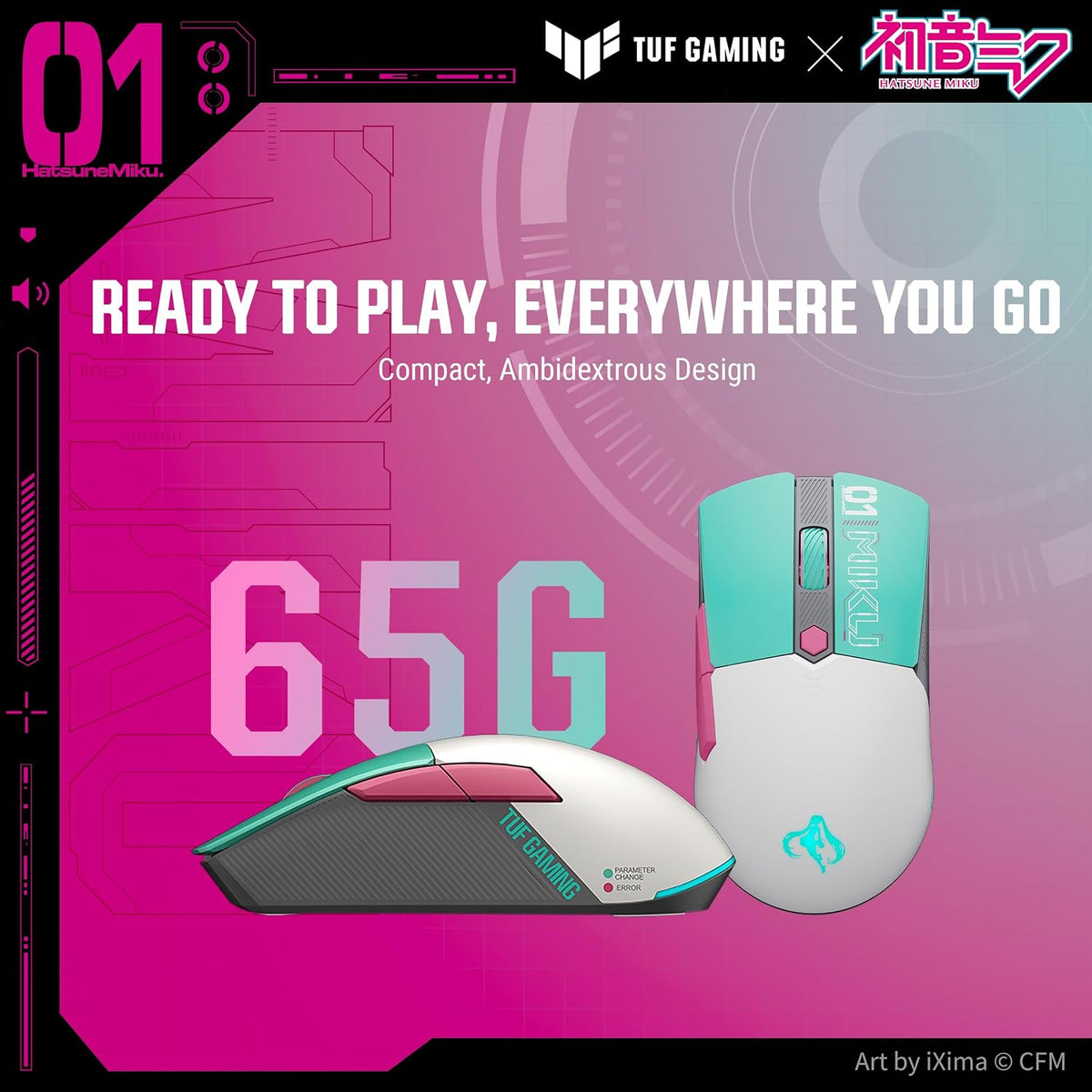 ASUS TUF Gaming Hatsune Miku Edición Mini Ratón Inalámbrico \u2013...