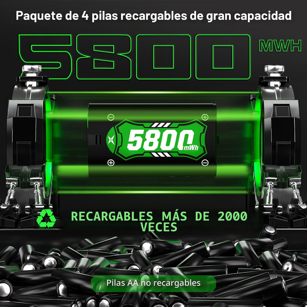 Ukor Carga rápida 4x5800mWh Batería recargable con cargador para controlador Xbox Baterías recargables Xbox para Xbox One & S & X & Elite, Xbox Series X y S