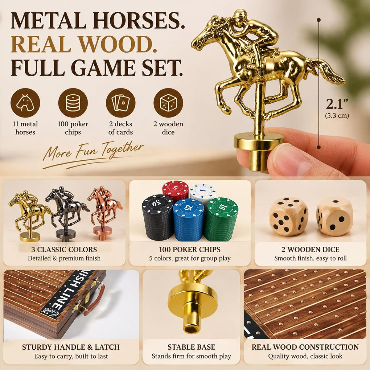 Juego de mesa plegable de carreras de caballos de 21 pulgadas para