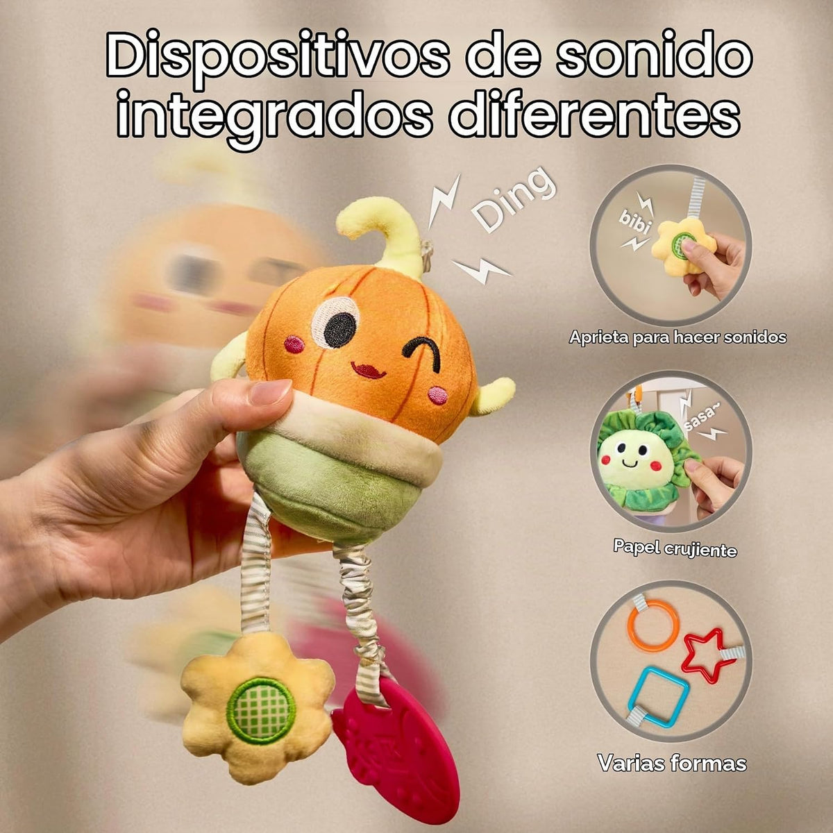 TUMAMA 4 Pcs Potted Vegetable Hanging Car Seat Toys para Baby 0 3 6 9 Months