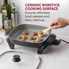 Elite Gourmet Sartén eléctrica de cerámica Ceralast™ sin PFAS de 12
