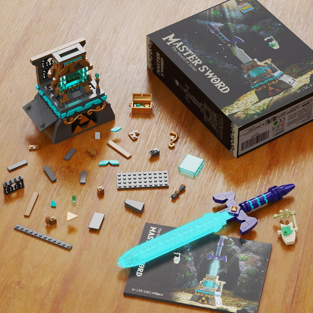BOTW Master Sword Glowing Building Block Set,Sword Toy Set para Adults Boy Fans Kids Ages 6-12 Year Old（498PCS)