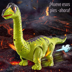 Paquete de 3 juguetes electrónicos de dinosaurio caminante para niños de 3 a 5 años, juguetes de dinosaurios en movimiento con luces, sonidos rugientes, T-Rex, braquiosaurio y estegosaurio