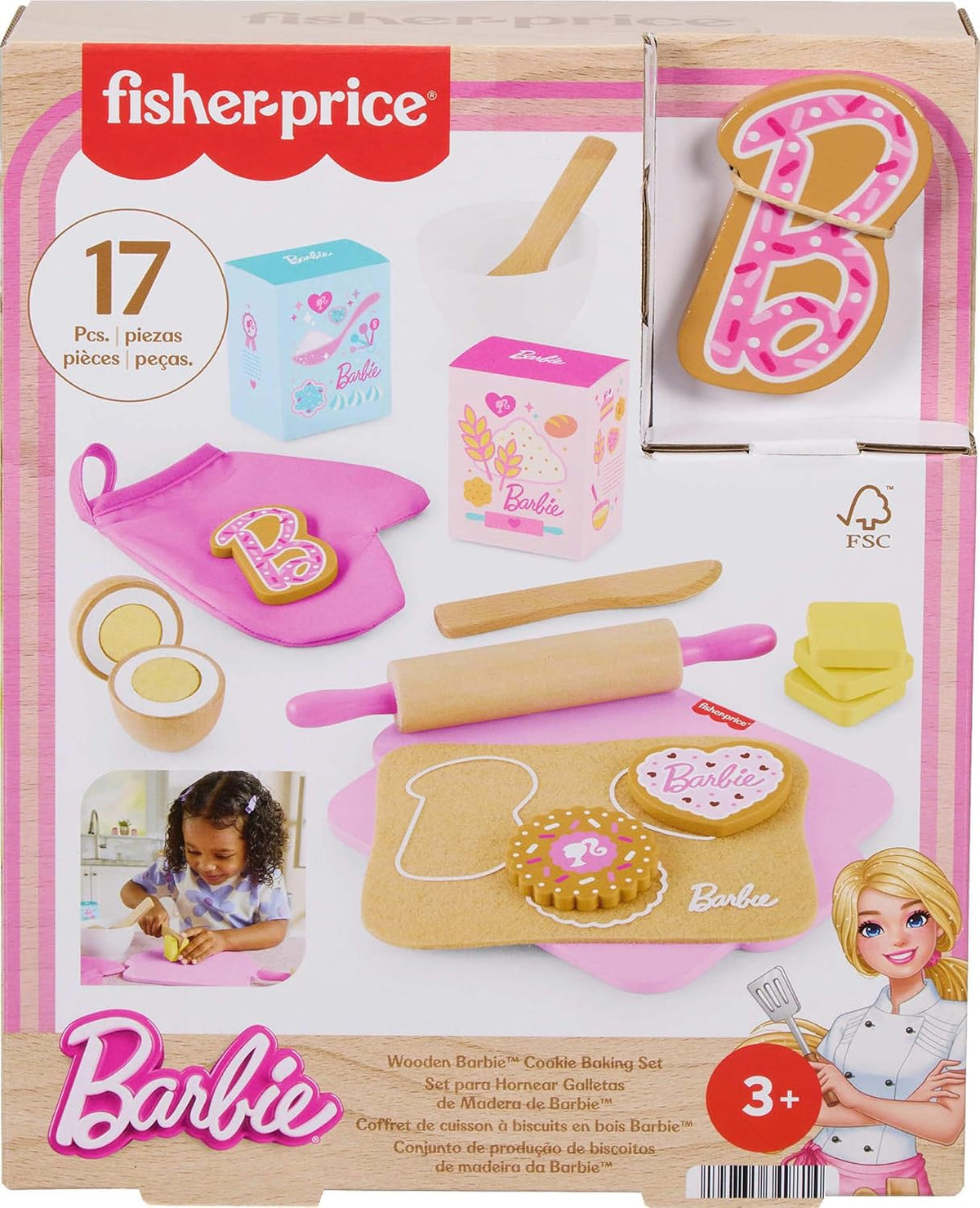 Fisher-Price Juego de hornear galletas Barbie de madera
