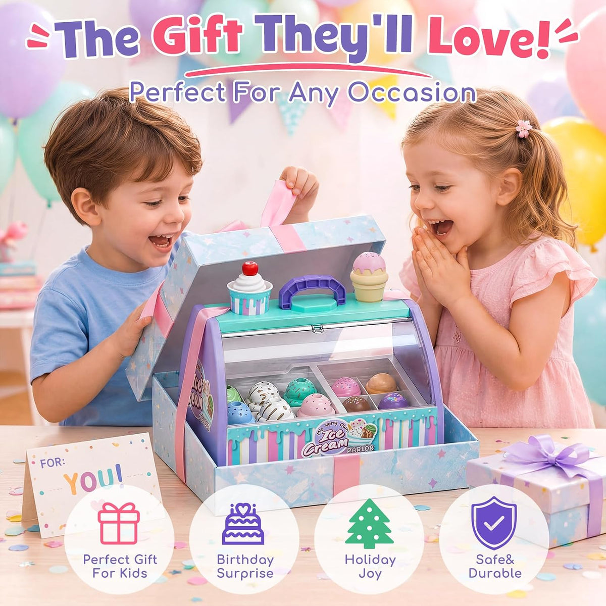 Lehoo Castle Juguetes de helado para niños pequeños de 3 a 5 años, juguetes para niñas de 3 a 4 años, juego de tienda de helados para niños, regalo para niñas y niños de 3, 4, 5, 6 años