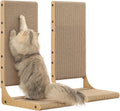 Zakkart Paquete de 2 tablas rascadoras para gatos, cartón de 25.6 pulgadas de alto, en forma de L, rascador vertical para gatos de interior, poste rascador para gatos para pared y sofá, tamaño grande
