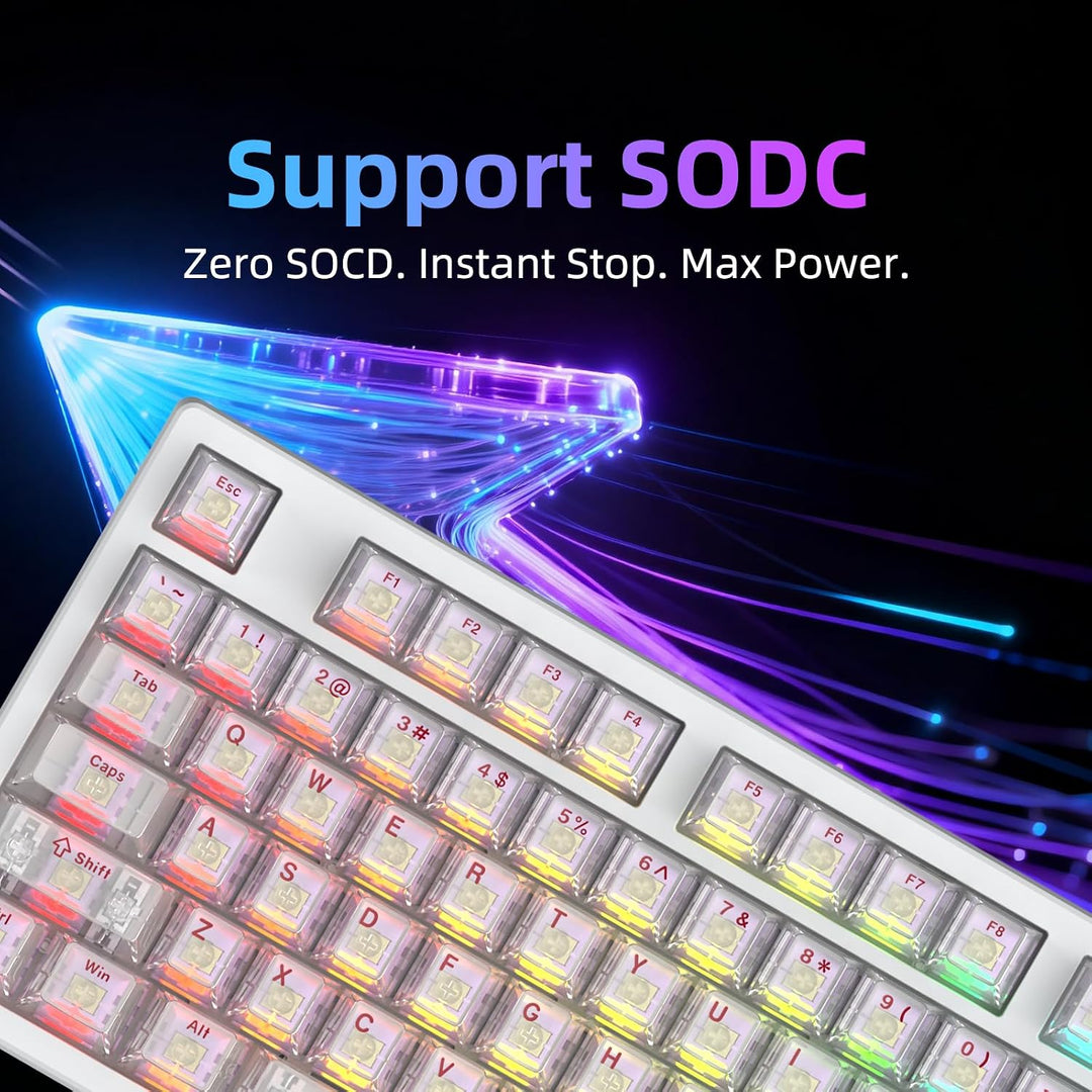 IROK Teclado mecánico con cable FE87 V2, doble tasa de sondeo de 8...