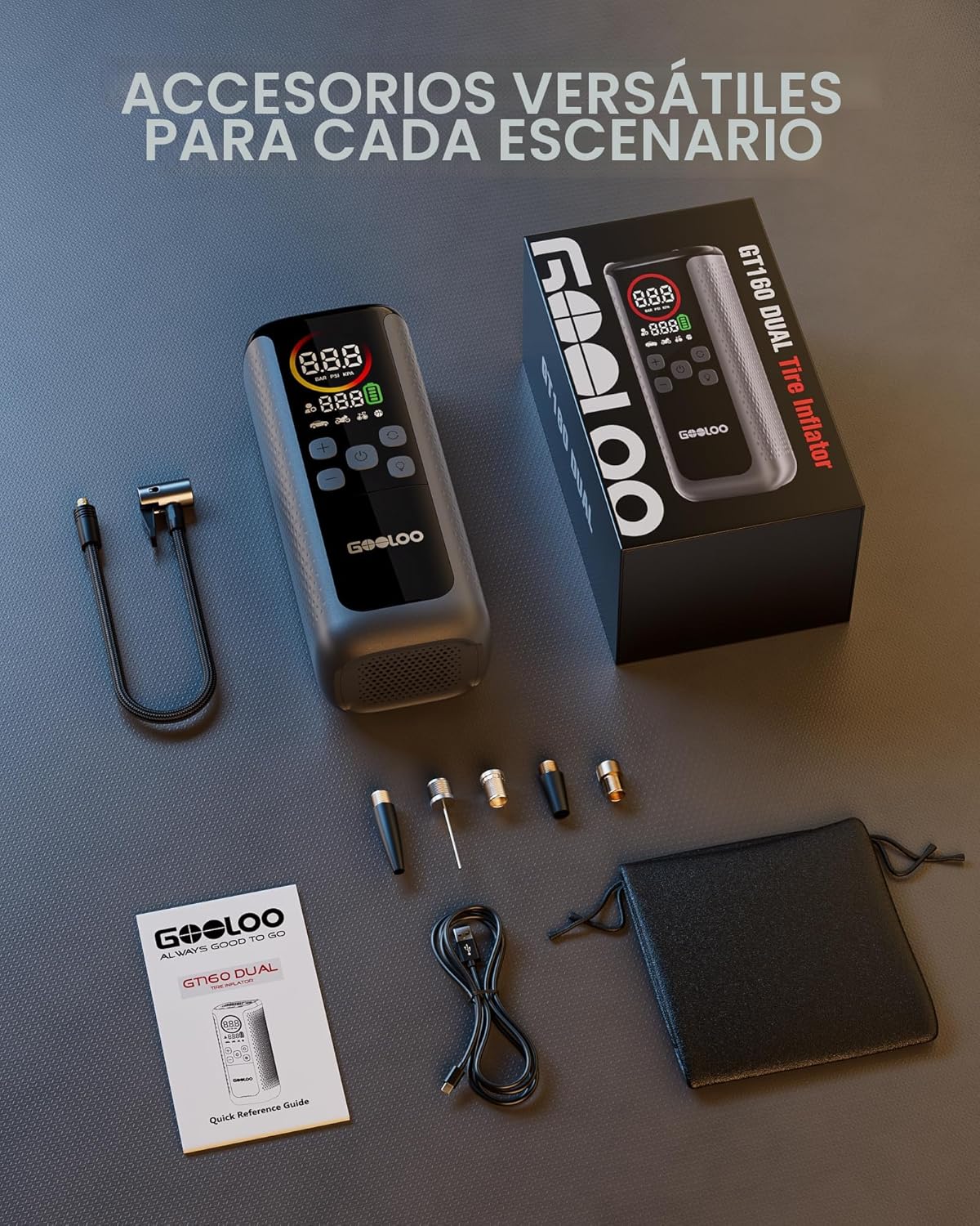 GOOLOO GT160 DUAL Compresor de aire portátil con inflador de neumát...