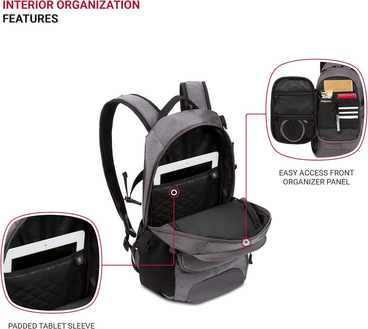 SwissGear 3598 Mochila de Día Estrecha, gris Ballistic