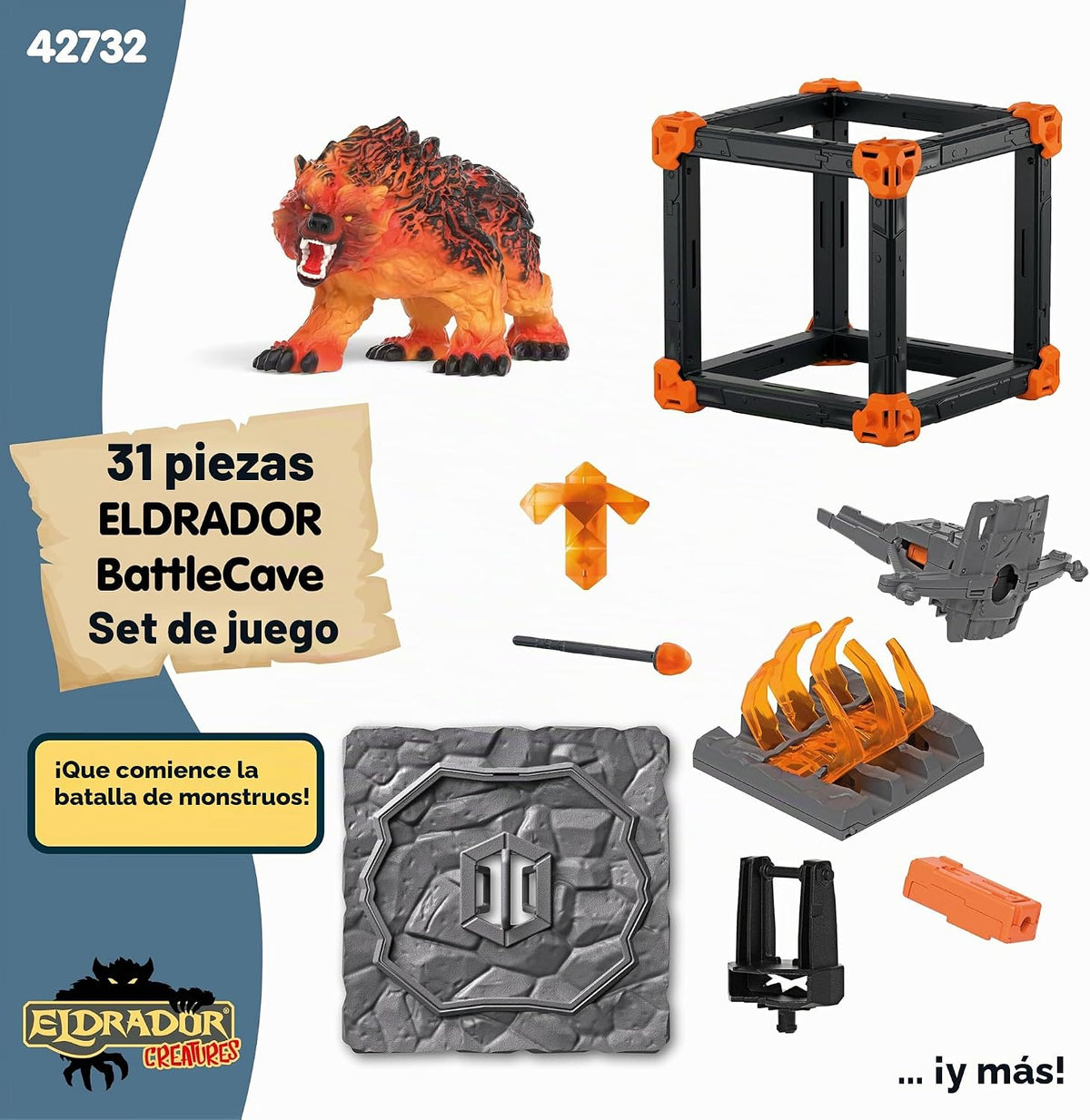 Schleich Eldrador - Juego de 31 piezas de oso de lava de cueva de batalla