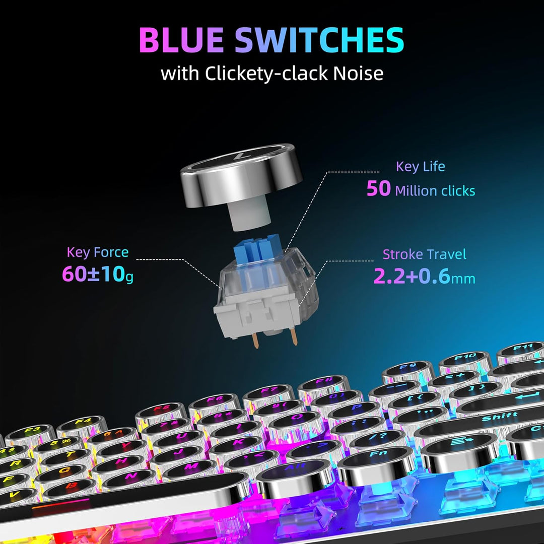 VMUND Teclado mecánico para juegos K968 Retro Typewriter - RGB retr...
