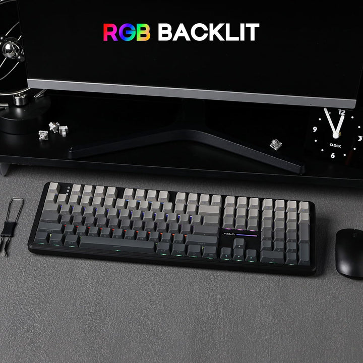 EPOMAKER Aula F108 - Teclado inalámbrico para juegos, teclado mecán...