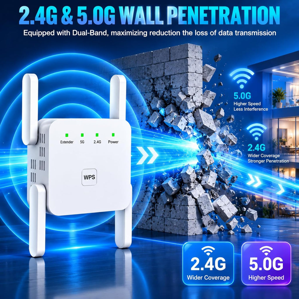 Amplificador de señal WiFi Extensor para el hogar WiFi Booster 1200Mbps