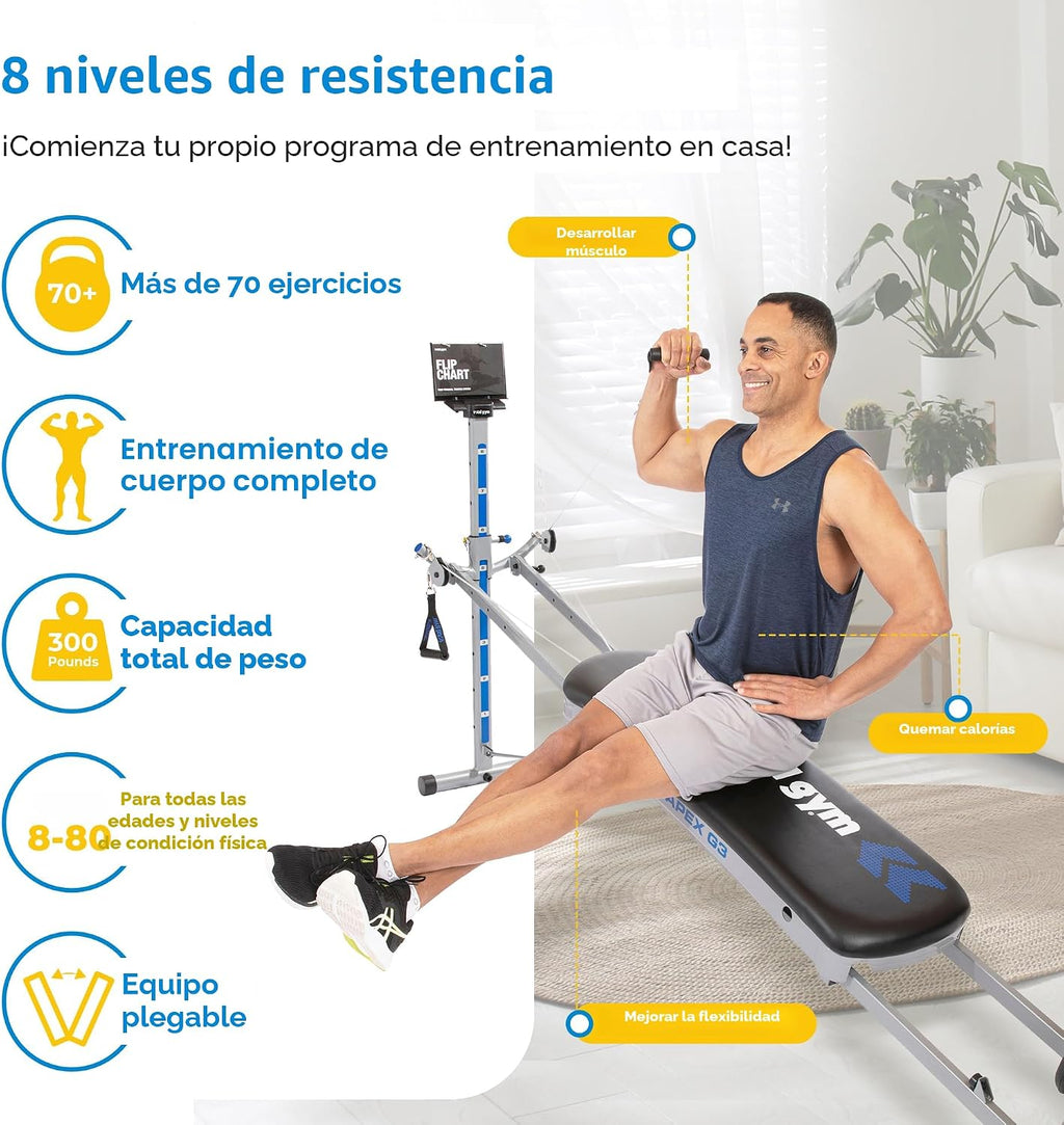 Total Gym APEX G3 Home Gym, 8 niveles de resistencia, más de 70 ejercicios