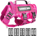 Arnés de chaleco para perro de servicio para perro mediano, chaleco táctico de trabajo MOLLE con 10 parches para mascotas, arnés resistente sin tirones de servicio pesado para entrenamiento y