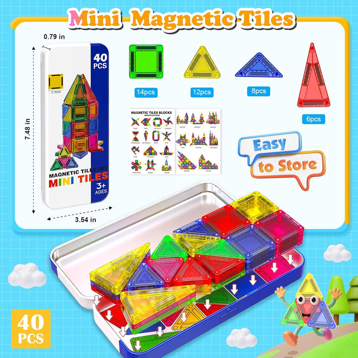 Mini Fichas Magnéticas con Caja de Hierro, 40 Piezas de Fichas Magn...