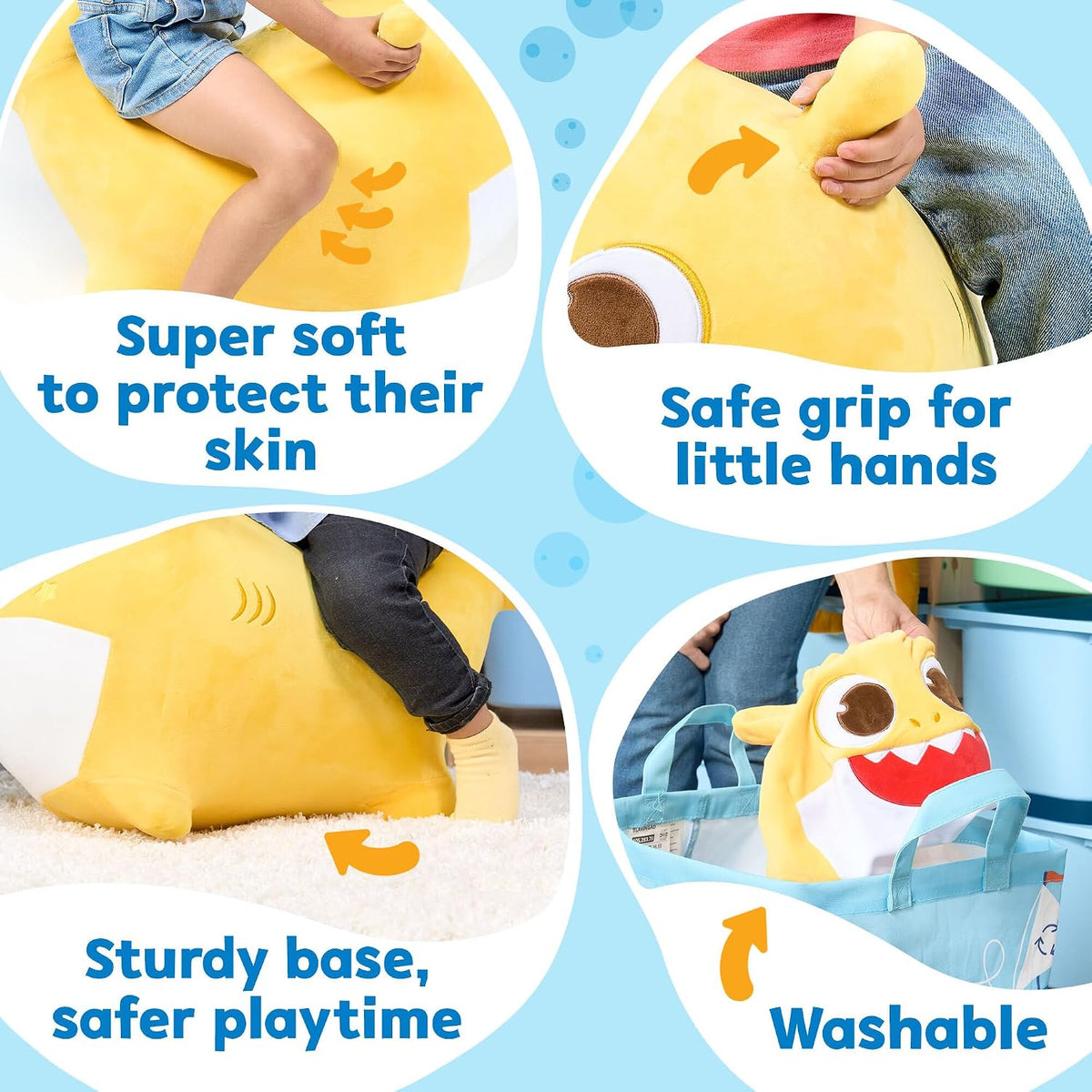 JITTERYGIT Baby Shark Pinkfong - Juguete musical oficial de peluche con forma de tolva animal, juguete inflable para llevar, regalo de cumpleaños para niños y niños pequeños (niños y niñas) a partir