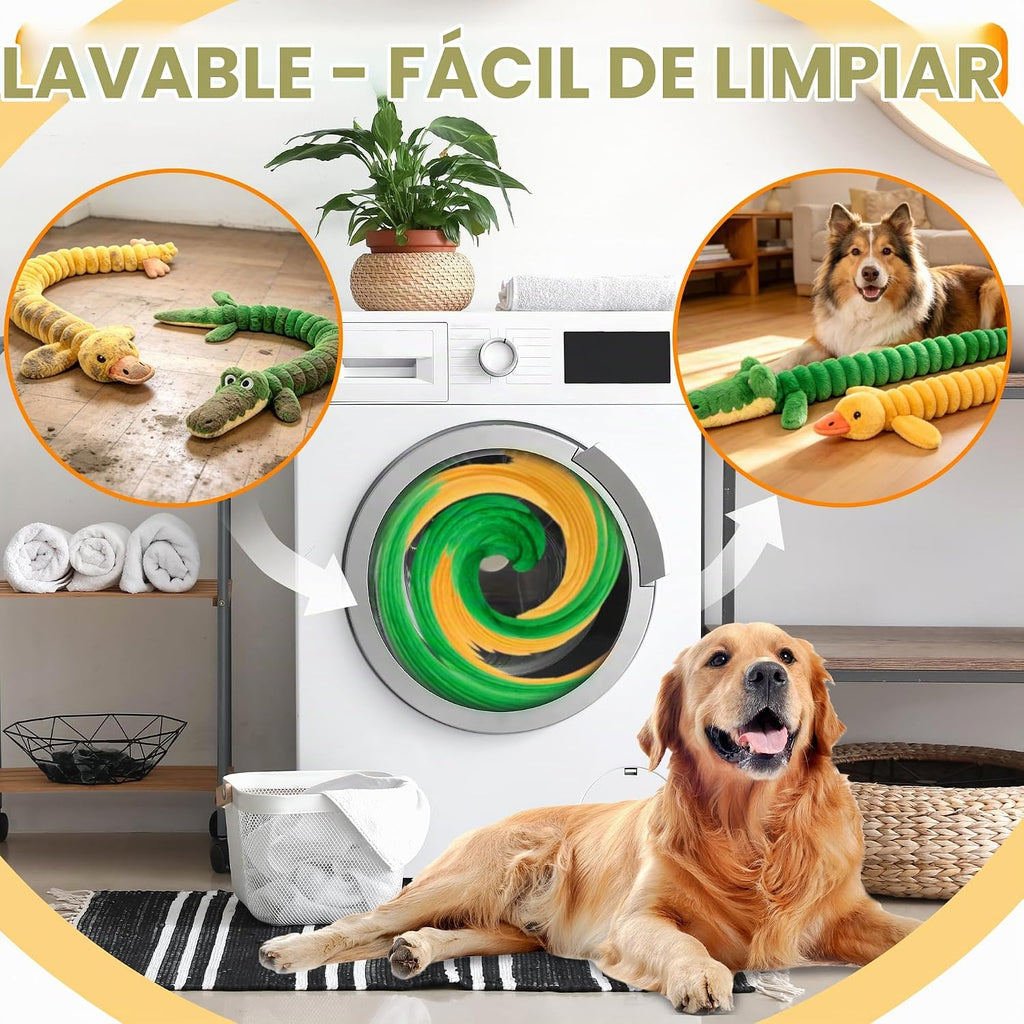 LECHONG Paquete de 2 juguetes chirriantes extra largos de 40 pulgadas para perros grandes, juguete de peluche suave para masticar, juguetes interactivos para perros de tira y afloja para todos los