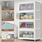 BROVIEW - Contenedores apilables extra grandes de 600 cuartos de galón con tapas, organizador de armario, cajas de cajones plegables con ruedas, contenedores de plástico plegables para el hogar
