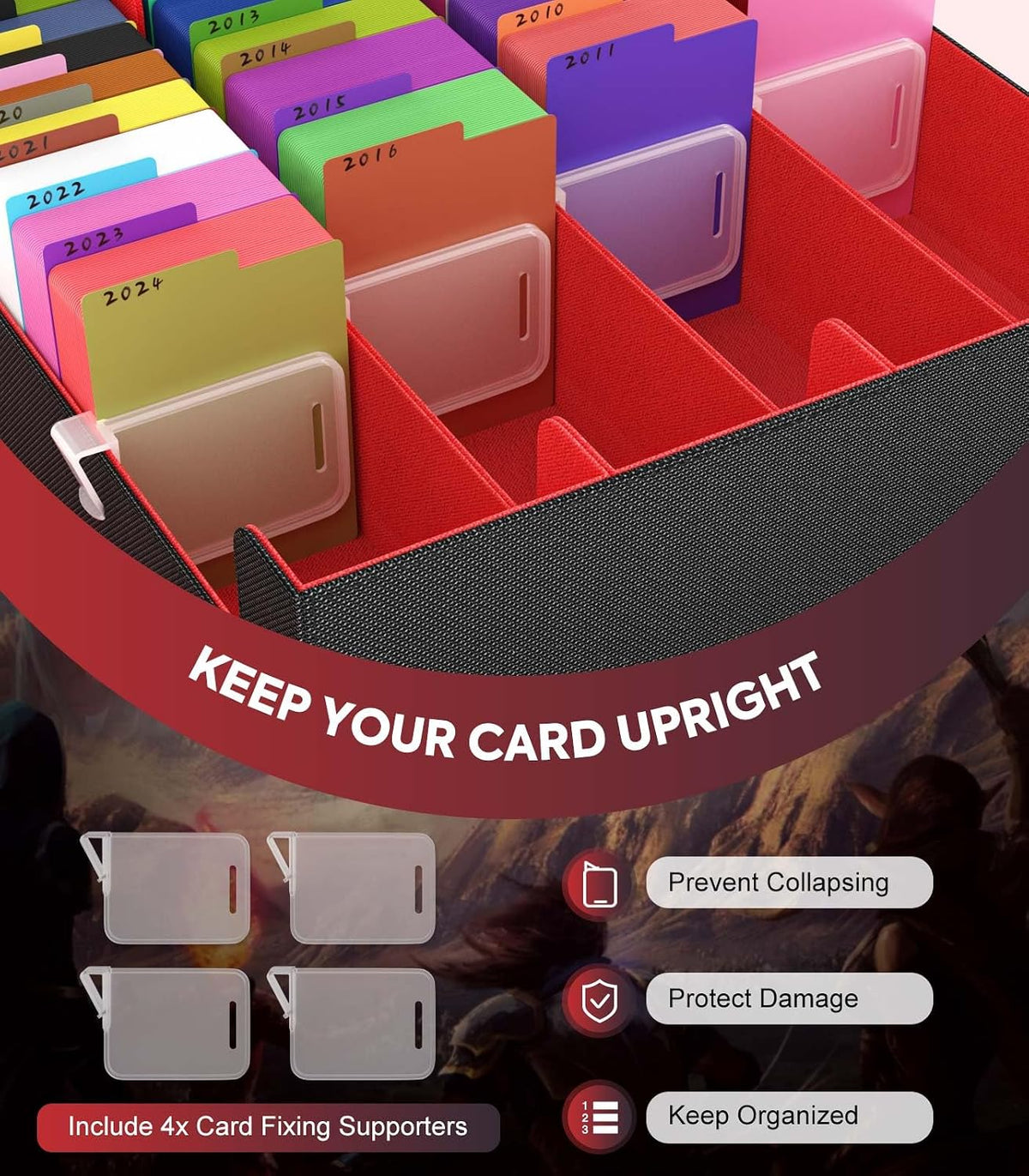 MoKo Trading Card Storage Box para MTG, 3000+ Card Organizer, negro Red