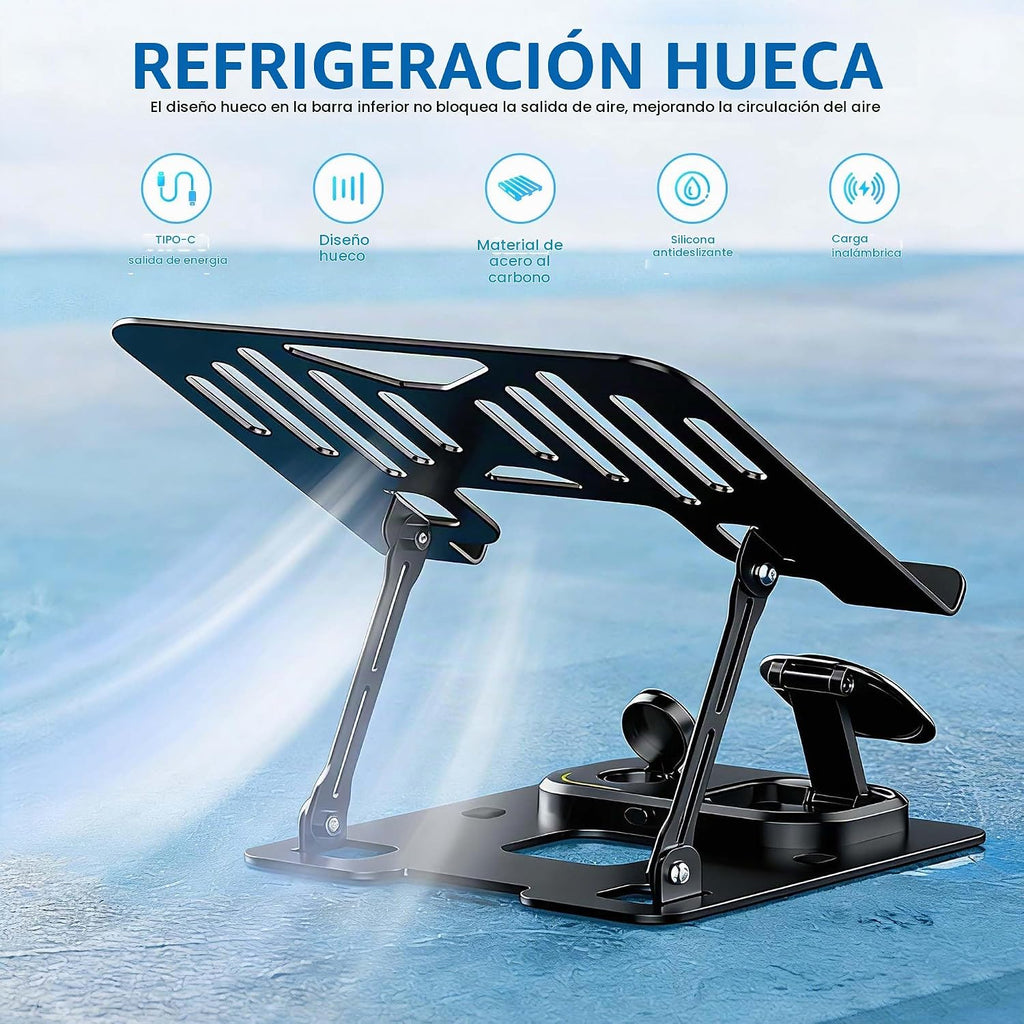 Soporte para portátil 5 en 1 para escritorio con base de estación
