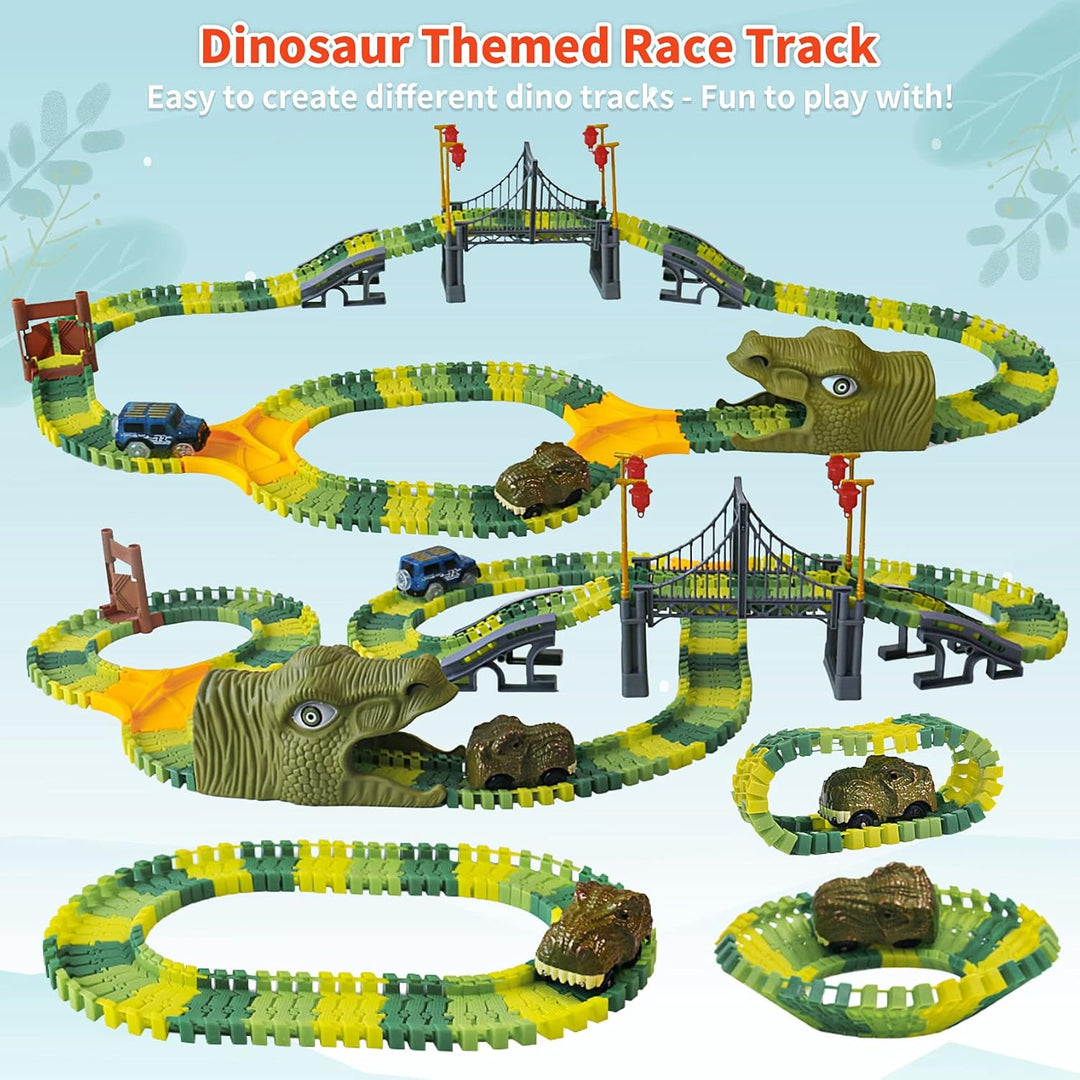 Dinosaur World Race Track Toys - Juego de pista flexible