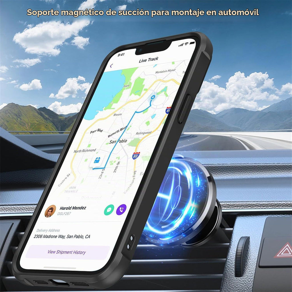SKYLMW – Funda compatible con iPhone 15 con soporte magnético invisible tipo anillo, funda translúcida de grado militar para iPhone 15 de 6.1 pulgadas [compatible con MagSafe] [excelente sensación de