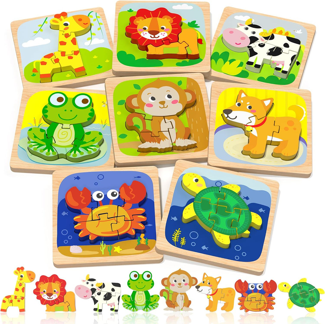 Benresive Rompecabezas de madera para niños pequeños, 6 piezas de j...