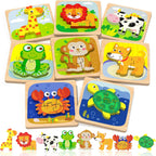 Benresive Rompecabezas de madera para niños pequeños, 12 piezas de...