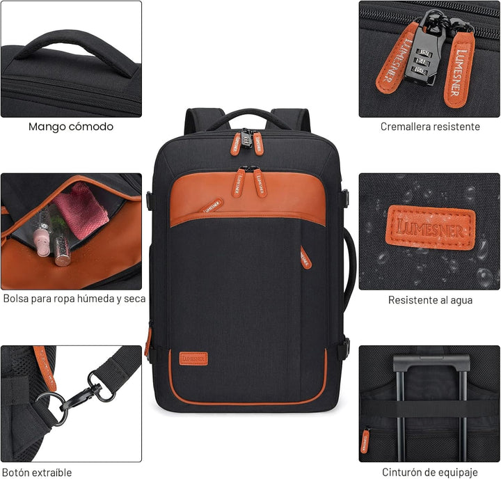 Lumesner Mochilas de viaje de mano, extra grandes de 40 litros apro...