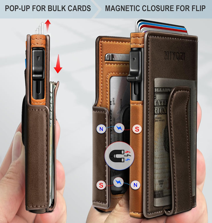 Miyozi - Billetera Airtag para hombre, con clip de dinero, estuche...